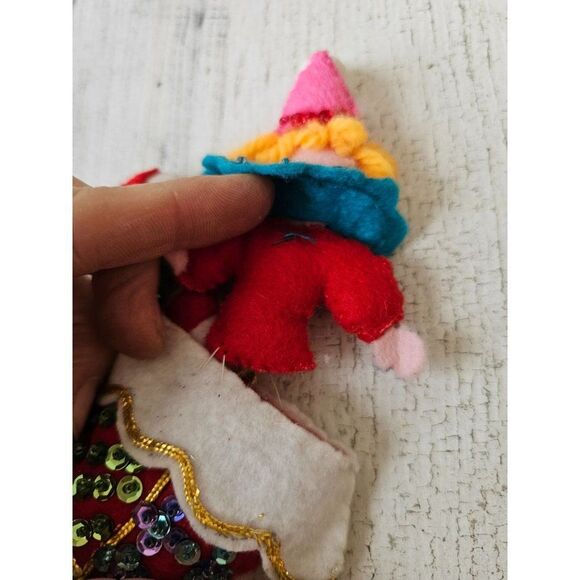 Sequin knit vintage snowman stocking gesture lollipop ornaments Xmas tree set - Picture 8 of 8